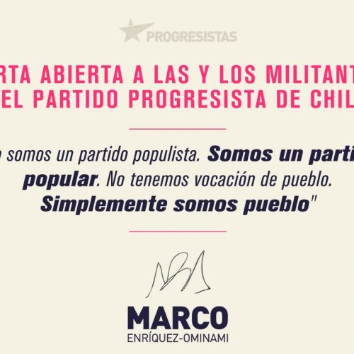 Carta abierta a las y los militantes del Partido Progresista de Chile Carta abierta a las y los militantes del Partido Progresista de Chile